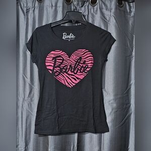 Barbie Hybrid Apparel Zebra Striped Heart  T-shirt Black & Hot Pink Vintage
